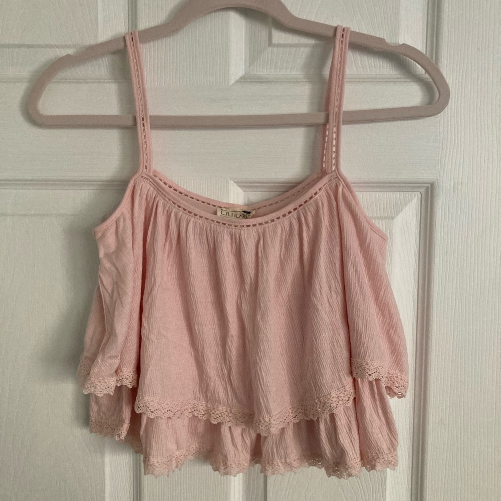 Cute light pink crop tank top